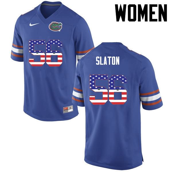 NCAA Florida Gators Tedarrell Slaton Women's #56 USA Flag Fashion Nike Blue Stitched Authentic College Football Jersey EVZ3164ZU